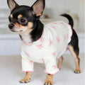 1pc Pet Dog/Cat Clothing, Allover Print With Pink Bow Tie, Breathable & Comfortable Knit Sweater